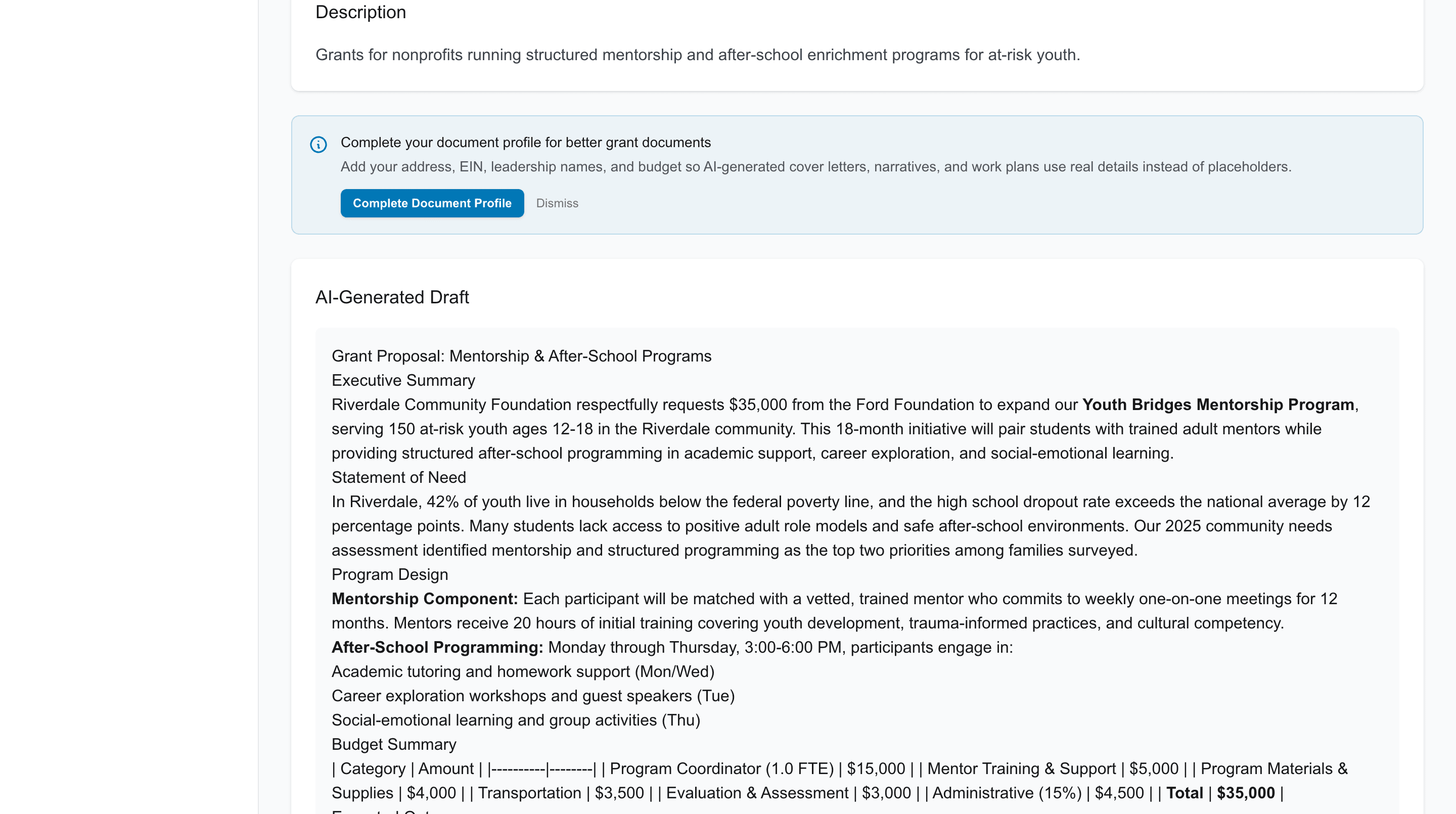 Generate a First Draft